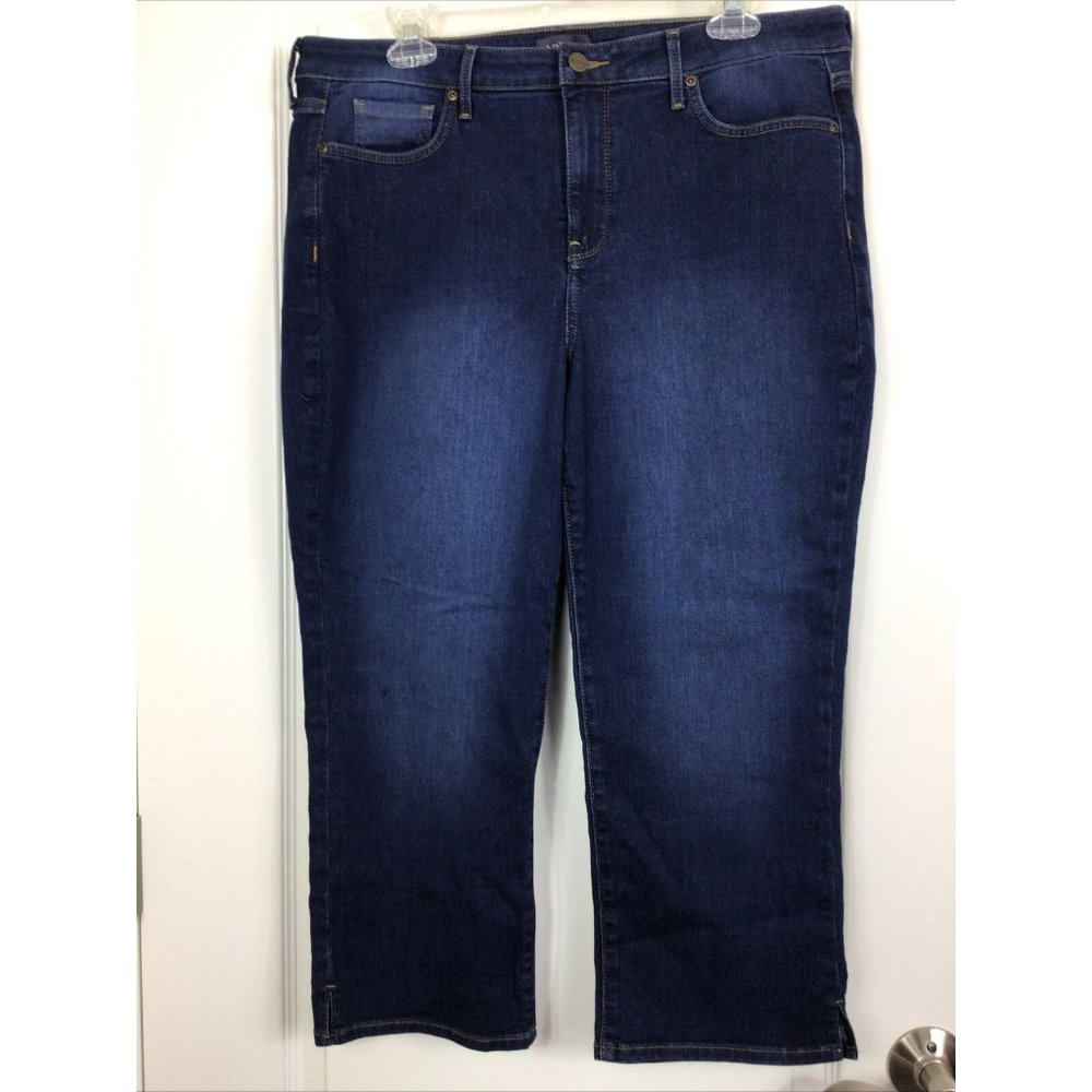 NYDJ Maryland Straight Islander Capri Jeans, Blue Dark Wash,Sz 14 (34 x …